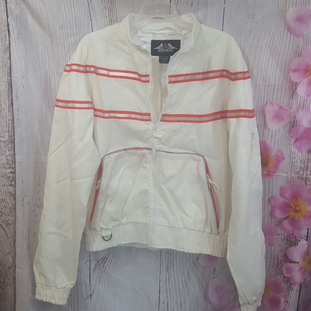 USA Biker Bike Design Reflective Quilted Nylon Zip-Up Jacket